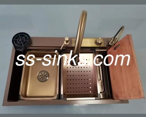 SS304 Προστατευτικό πλέγμα πάνω από το πάγκο ρολάρισμα μαύρο χειροποίητο νεροχύτη