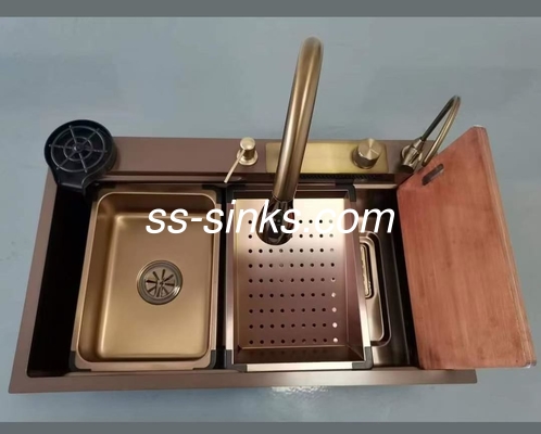 SS304 Προστατευτικό πλέγμα πάνω από το πάγκο ρολάρισμα μαύρο χειροποίητο νεροχύτη