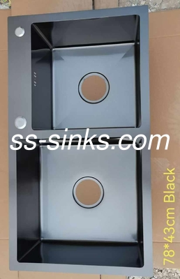 Βουρτσισμένο από ανοξείδωτο χάλυβα 33x22 Drop In Double Bowl χειροποίητο νεροχύτη