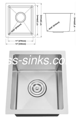 OEM Undermount ατσάλινο νεροχύτη μαγειρική 14-1/2 * 17 'εσωτερικό μέγεθος Single Bowl με αποχέτευση