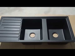 2 Holes Rectangular Stainless Steel Quartz Stone Kitchen Sink 3-1/2''